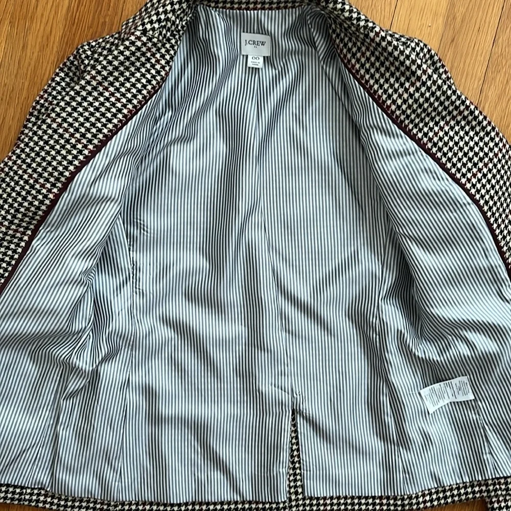 J.Crew Fitted Herringbone Plaid Two Button Wool Blend Blazer Jacket Size 00 - Picture 4 of 15